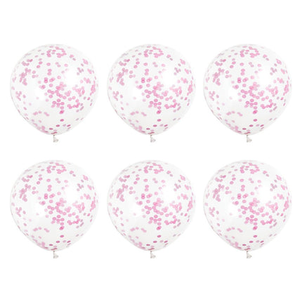 Confetti Ballonnen Roze 40cm 6st van Unique koop je bij Partywinkel