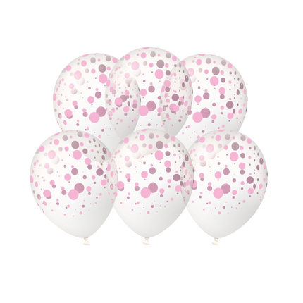 Lichtroze Ballonnen Stippen 30cm 6st