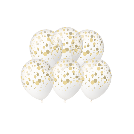 Gouden Ballonnen Stippen 30cm 6st