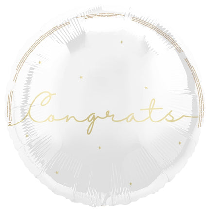 Congrats Helium Ballon Wit Goud 45cm van Unique koop je bij Partywinkel