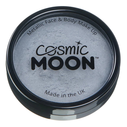Cosmic Moon Metallic Pro Face Paint Cake Pots Silver 36g van Moon Creations koop je bij Partywinkel