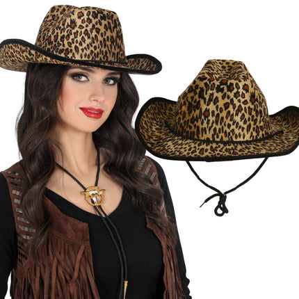 Cowboy Hoed Bruin Beige Luipaard van Fiestas Guirca koop je bij Partywinkel