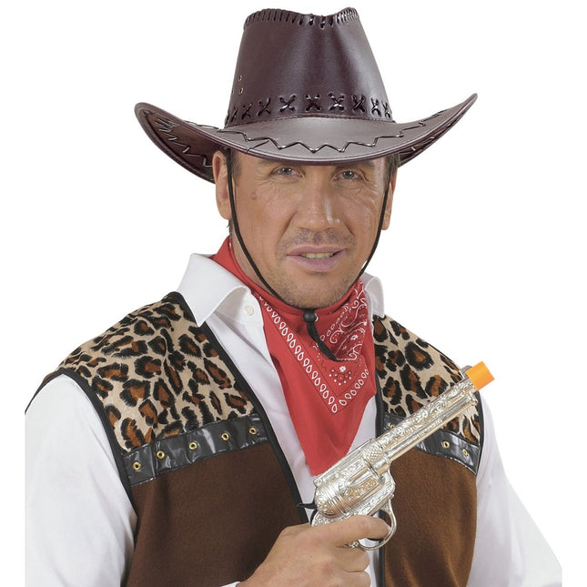 Cowboy Hoed Bruin Lederlook van Widmann koop je bij Partywinkel
