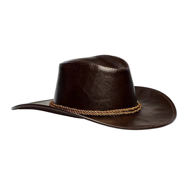 Cowboy Hoed Bruin Met Touw van Boland koop je bij Partywinkel