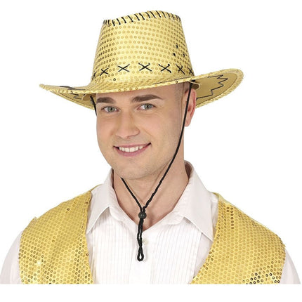 Cowboy Hoed Goud Pailletten van Fiestas Guirca koop je bij Partywinkel