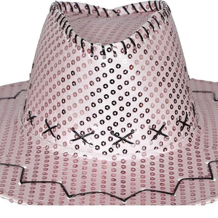 Cowboy Hoed Roze Pailletten van Fiestas Guirca koop je bij Partywinkel