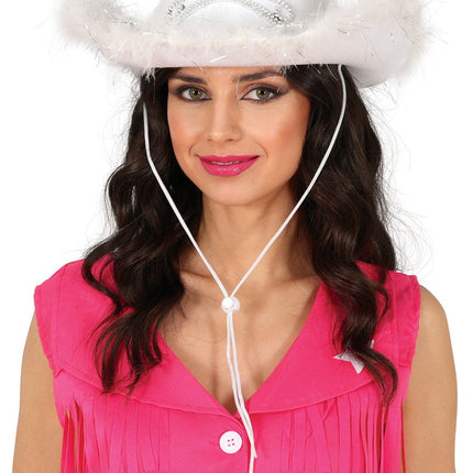 Cowboy Hoed Wit Met Boa van Fiestas Guirca koop je bij Partywinkel