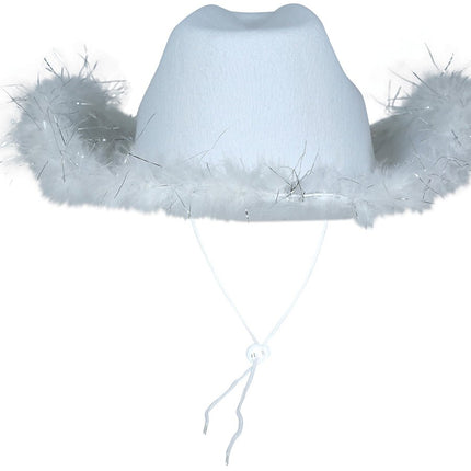 Cowboy Hoed Wit Met Boa van Fiestas Guirca koop je bij Partywinkel