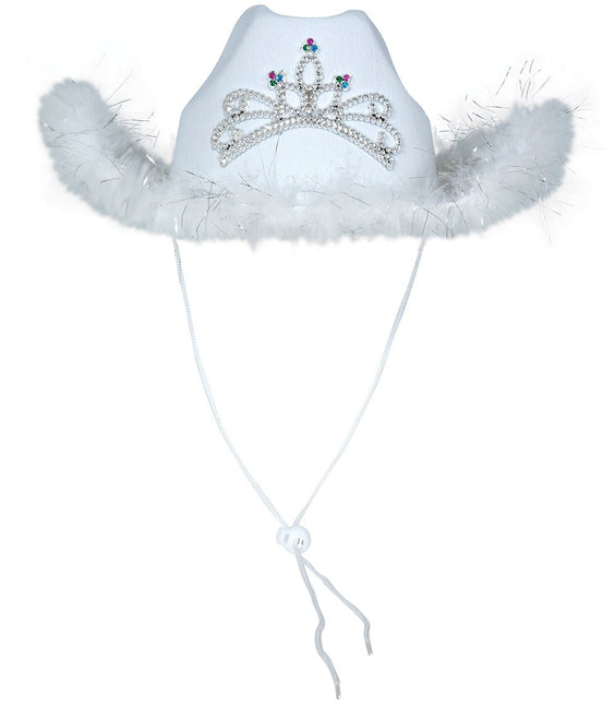 Cowboy Hoed Wit Met Boa van Fiestas Guirca koop je bij Partywinkel