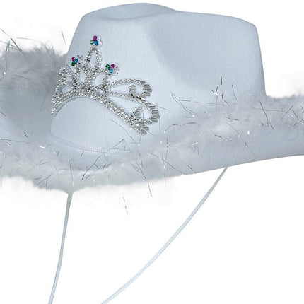 Cowboy Hoed Wit Met Boa van Fiestas Guirca koop je bij Partywinkel