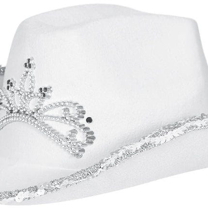 Cowboy Hoed Wit Zilver van Fiestas Guirca koop je bij Partywinkel