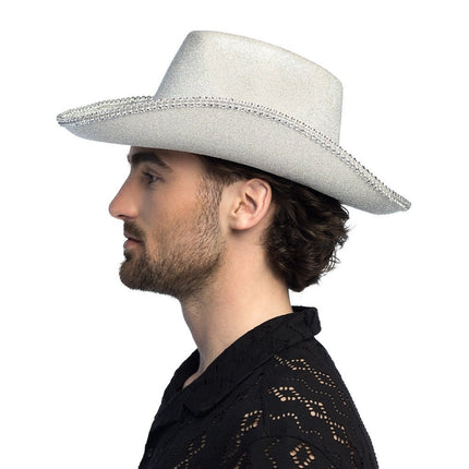 Cowboy Hoed Zilver Glitters van Boland koop je bij Partywinkel