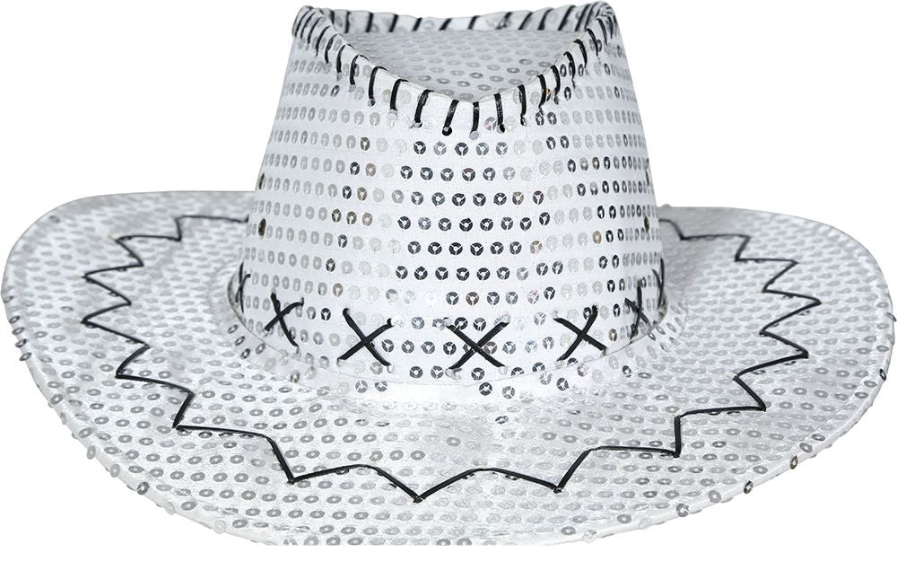 Cowboy Hoed Zilver Pailletten van Fiestas Guirca koop je bij Partywinkel