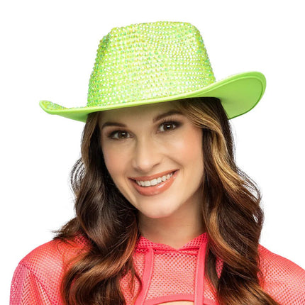 Cowboyhoed Aurora neongroen UV van Boland koop je bij Partywinkel