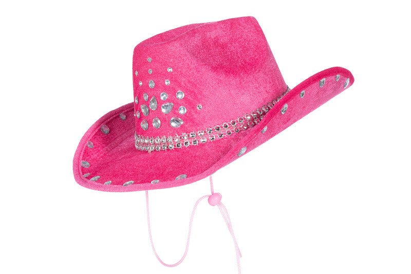 Cowboy Hoed Roze Dames Strass Steentjes van Wilbers & Wilbers koop je bij Partywinkel