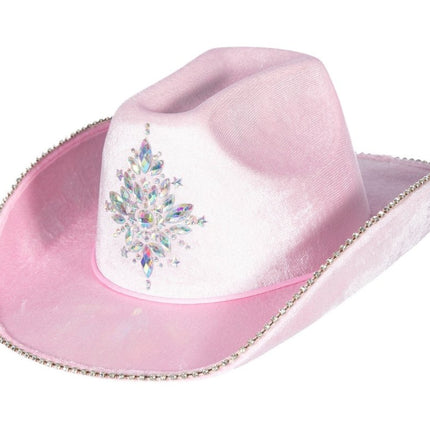 Cowboy Hoed Lichtroze Dames Strass Steentjes van Wilbers & Wilbers koop je bij Partywinkel