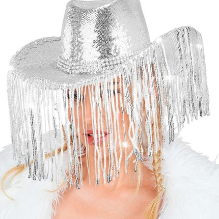 Cowboyhoed Pailletten Met Strass En Franjes van Widmann koop je bij Partywinkel