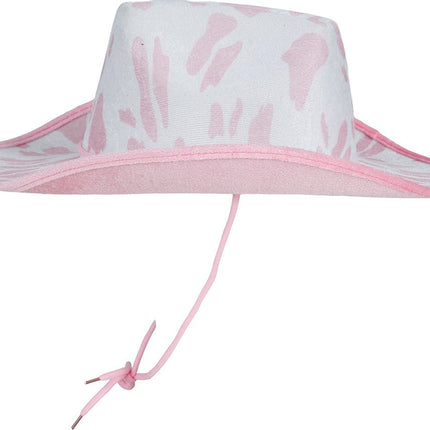Cowgirl Hoed Wit Roze Koeien Print van Fiestas Guirca koop je bij Partywinkel