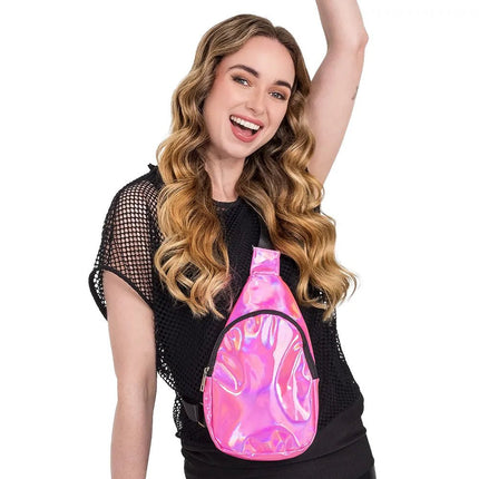 Crossbody tas Holo roze (30 x19 x 4 cm) van Boland koop je bij Partywinkel