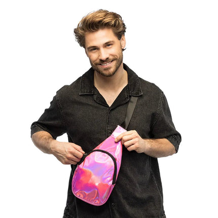 Crossbody tas Holo roze (30 x19 x 4 cm) van Boland koop je bij Partywinkel