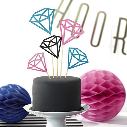 Cupcake Toppers Diamant 25,5cm 5st van Partydeco koop je bij Partywinkel