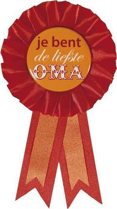 De Liefste Oma Rozet van Haza Witbaard koop je bij Partywinkel