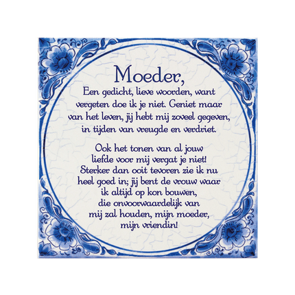 Delfts Blauw Tegel Moeder 14,5cm van Paper Dreams koop je bij Partywinkel