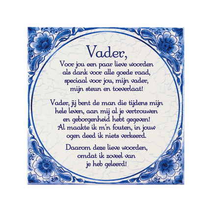 Delfts Blauw Tegel Vader 14,5cm van Paper Dreams koop je bij Partywinkel