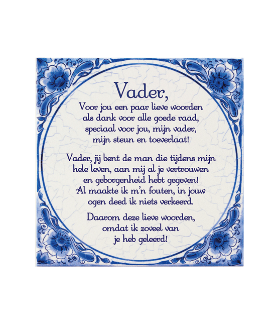 Delfts Blauw Tegel Vader 14,5cm van Paper Dreams koop je bij Partywinkel