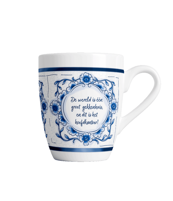 Delfts blauwe mok - Gekkenhuis van Paper Dreams koop je bij Partywinkel