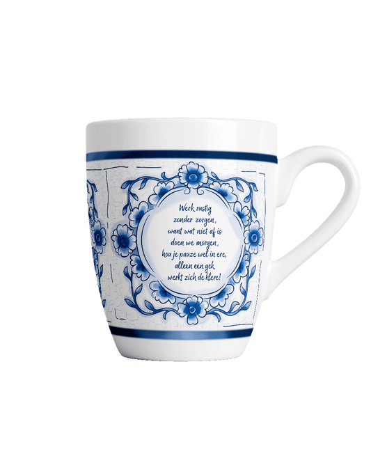 Delfts blauwe mok - Werk rustig van Paper Dreams koop je bij Partywinkel