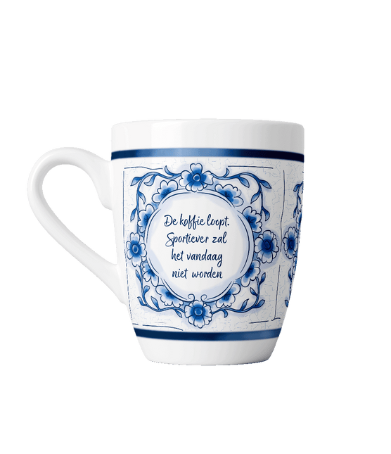 Delfts blauwe mok - Koffie loopt