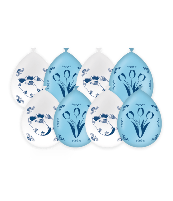 Delftsblauw Ballonnen 30cm 8st van Paper Dreams koop je bij Partywinkel