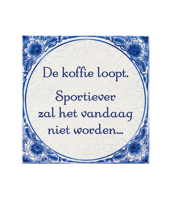 Delftsblauw Tegel De Koffie Loopt 15cm van Paper Dreams koop je bij Partywinkel