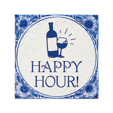 Delftsblauw Tegel Happy Hour 15cm van Paper Dreams koop je bij Partywinkel