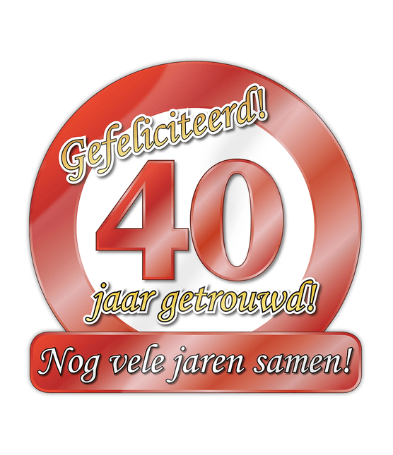 Deurbord 40 Jaar Getrouwd 50cm van Paper Dreams koop je bij Partywinkel