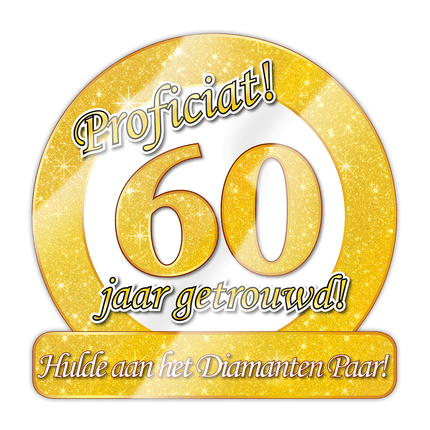 Deurbord 60 Jaar Getrouwd 50cm van Paper Dreams koop je bij Partywinkel