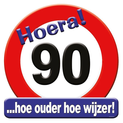 Deurbord 90 Jaar Verkeersbord 50cm van Paper Dreams koop je bij Partywinkel