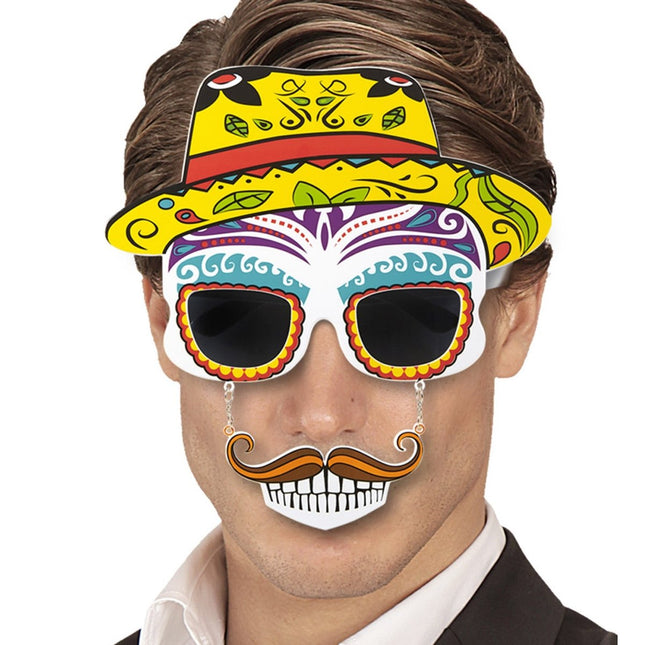 Dia De Los Muertos Bril Gekleurd van Widmann koop je bij Partywinkel