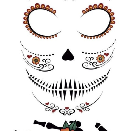 Dia De Los Muertos Gezicht Stickers 30x14 cm van Fiestas Guirca koop je bij Partywinkel