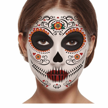 Dia De Los Muertos Gezicht Stickers 30x14 cm van Fiestas Guirca koop je bij Partywinkel