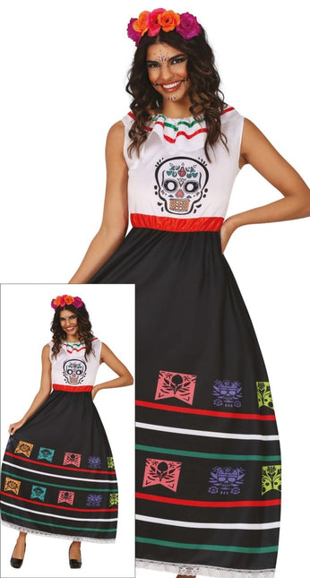 Dia De Los Muertos Jurk Dames Doodshoofd van Fiestas Guirca koop je bij Partywinkel