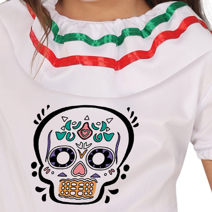 Dia De Los Muertos Jurk Meisje Doodshoofd van Fiestas Guirca koop je bij Partywinkel