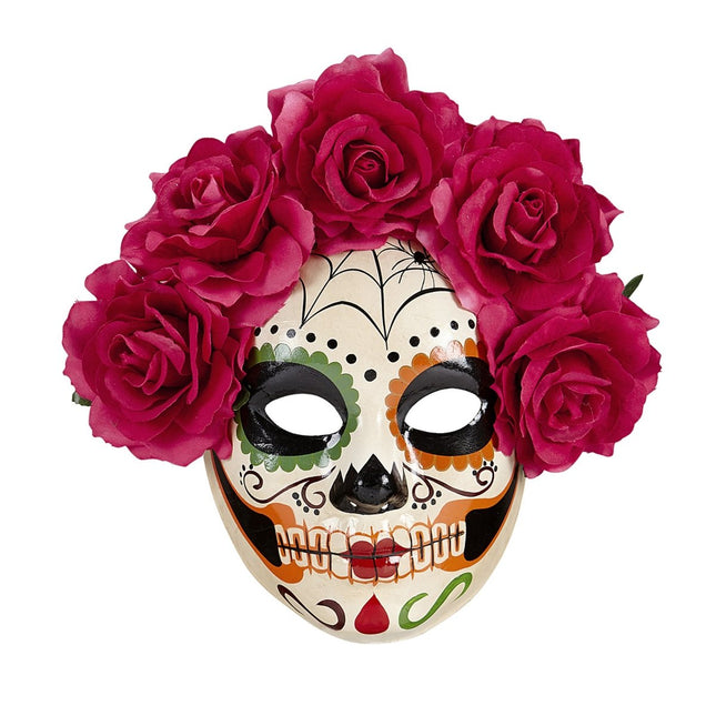 Dia De Los Muertos Masker Rozen van Widmann koop je bij Partywinkel