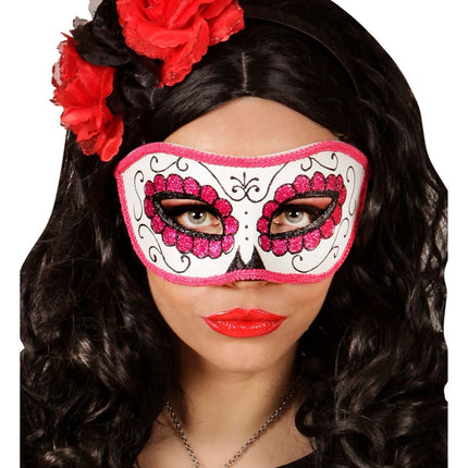 Dia De Los Muertos Oogmasker Roze van Widmann koop je bij Partywinkel