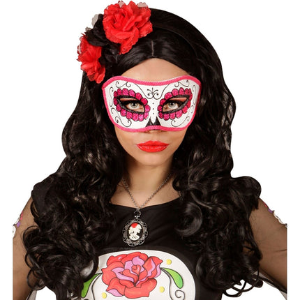 Dia De Los Muertos Oogmasker Roze van Widmann koop je bij Partywinkel