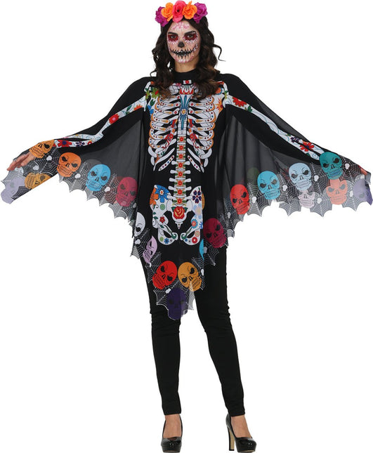 Dia De Los Muertos Poncho Dames Catrina van Fiestas Guirca koop je bij Partywinkel