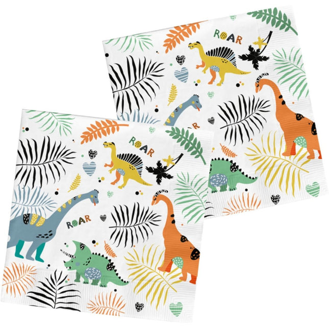 Dino Servetten Gekleurd 33cm 20st van Folat koop je bij Partywinkel