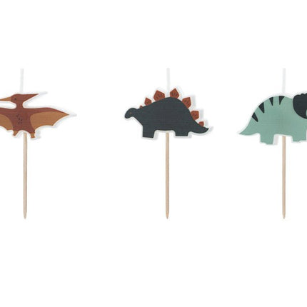 Dinosaurus Kaarsen 3st van Partydeco koop je bij Partywinkel