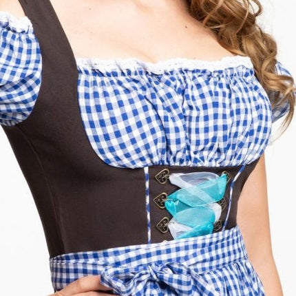 Dirndl Jurk Oktoberfest Blauw Bruin van PartyXclusive koop je bij Partywinkel